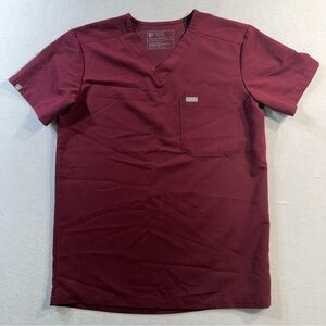 FIGS Technical Collection Scrub Top, XS, Burgundy
